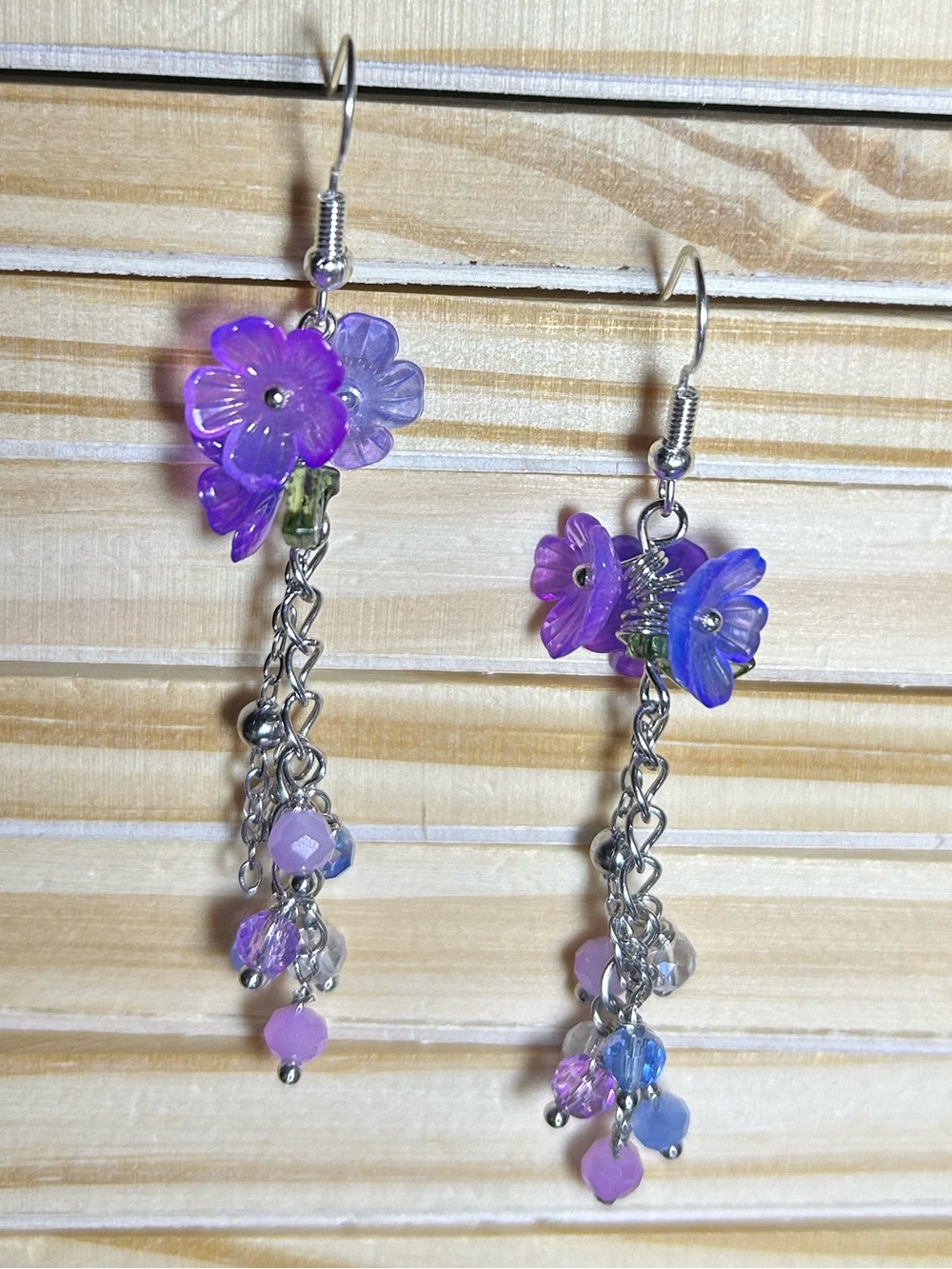 3/$25 Purple Floral Dangle Earrings